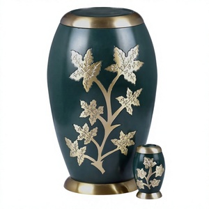 Memorial Brass Urn with Hand-Engraved <b>Design</b> and Secure <b>Lid</b> for Ashes <b>by</b> Axiom Home Accents Patterns Handcrafted - Product Image 1