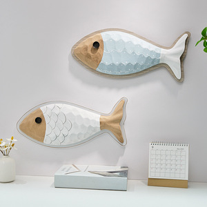 Mediterranean Style Wooden 3D Fish <b>Wall</b> <b>Decor</b> White And Light Blue For Children's Rooms Home Decoration - Product Image 3