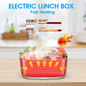 Boîte à lunch électrique thermique portable 110V/220V avec récipient en plastique PP amovible, chauffe-aliments et réchauffeur pour voiture, maison, utilisation en extérieur - Product Image 2