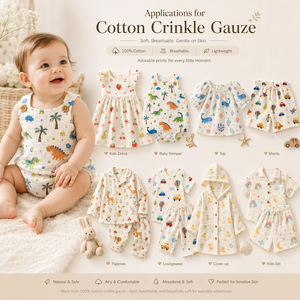 Tessuto in Crepe <span class=keywords><strong>di</strong></span> Cotone 100% Traspirante, Doppia Garza Morbida in <span class=keywords><strong>Mussola</strong></span> per Camicie e Abiti Estivi per Bambine - Product Image 5