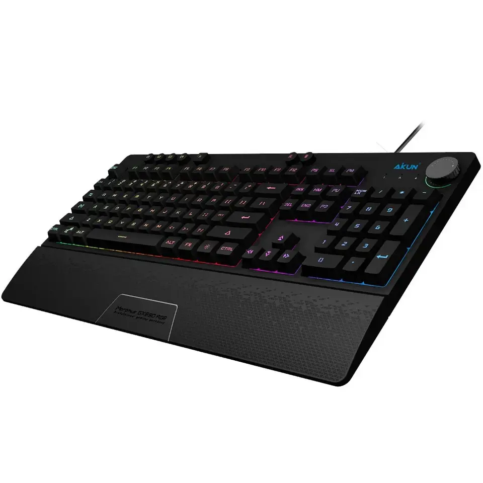 Aikun-لوحة مفاتيح ألعاب, أحدث طراز GX650 لوحة مفاتيح ألعاب المطاط قبة خلفية كيوب علوي إضاءة خلفية RGB مع لوحة مفاتيح للراحة