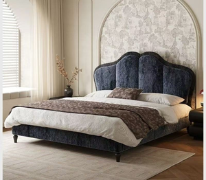 2025 Stylish Hot <strong>Sale</strong> Velvet Upholstered <strong>Sleigh</strong> <strong>Bed</strong> with Scroll Soft Bag Headboard &amp; Foot Board Luxury Chenille Storage <strong>Bed</strong> - Product Image 2
