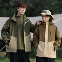 Veste coupe-vent unisexe à col haut, vêtement de sport à capuche en tissu épais et chaud pour l'hiver, logo personnalisé, ensemble de 3 pièces avec logo