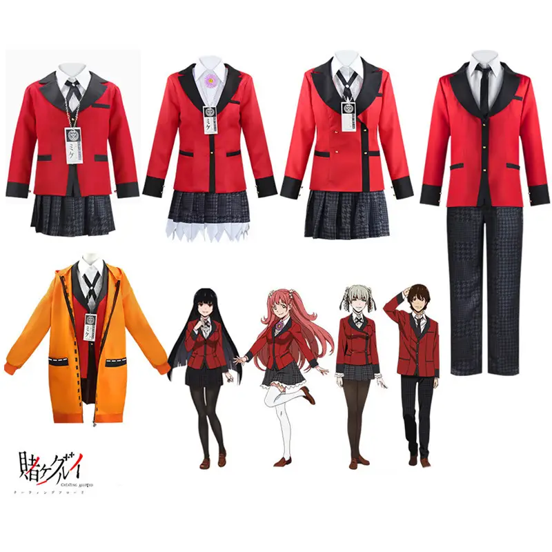 Kakegurui-uniforme doble de Anime Yumeko, Jabami, Kakegurui, disfraces de Cosplay, ropa de Halloween para niñas, trajes para mujer