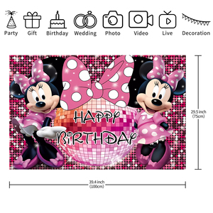 Bannière <span class=keywords><strong>de</strong></span> fond rose rouge <span class=keywords><strong>Minnie</strong></span> et Mickey Mouse, affiches pour fête d'enfants, fille, garçon, décorations <span class=keywords><strong>de</strong></span> fête d'anniversaire, fond - Product Image 5