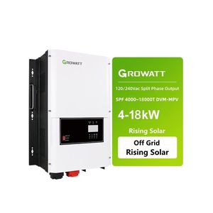 Version américaine Growatt SPF 12000T 12kw 10kw 8kw Série DVM/HVM Hybride à phase divisée Hors réseau 48V 120/240V Onde sinusoïdale pure - Product Image 1