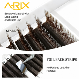 Extensions de cils A-RIX marron en forme de W, 3D 4D 5D, en cheveux synthétiques faits à la main, plateau de cils naturels et doux pour usage professionnel en salon - Product Image 2