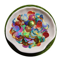 Pièces de bijouterie de danse faites à la main à deux trous, en gros, avec paillettes colorées festonnées en forme de coquillage pour fournitures promotionnelles de fête