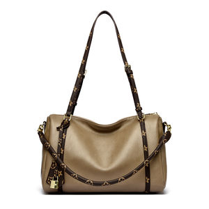 Sac à main portable et durable en PU pour femme, avec décoration en rivets, tendance. Sac à main luxueux de style Boston à motifs géométriques - Product Image 3