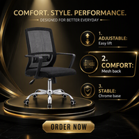 Chaise de bureau ergonomique en maille pivotante avec réglage pneumatique de la hauteur et base chromée pour espace de travail