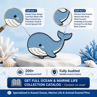 Épingles en émail personnalisées XR, badges métalliques souples et rigides, thème baleine et vie marine, style Kawaii, broches, cadeaux, vente en gros, épingles de revers personnalisées
