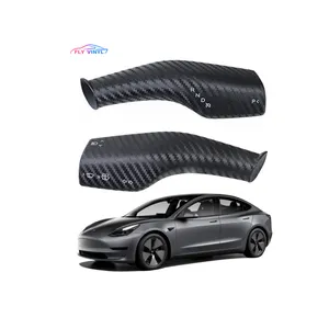 Modelo 3 Y X S accesorios brillante/mate fibra de carbono engranaje bolsillo palo protección limpiaparabrisas paquete Snap Tesla palanca de cambios manga
