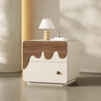 Table de chevet en bois massif la plus vendue, style crème, petite armoire de rangement pour chambre à coucher