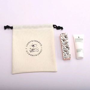 Pochette cadeau en coton et lin avec cordon de serrage, logo brodé, sac d'emballage en lin avec cordon de serrage - Product Image 2