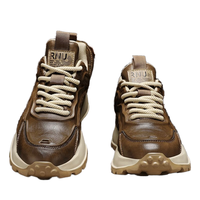 Chaussures de sport rétro pour hommes, design 'Loup', à lacets, automne-hiver, course, en cuir microfibre noir, semelle épaisse, rehaussantes, solides