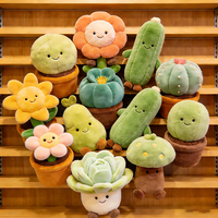 Prêt à expédier : Jouets en peluche doux (fleurs, cactus, champignons, succulentes) assortis de 4, 8 et 10 pouces, pour machines à griffes, vente en gros usine