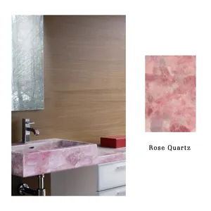 Rose Quartz Tabel Top Merah Muda Crys Kitchen Sink Batu Permata Meja