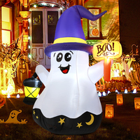 Décorations gonflables fantômes mignons de 5 pieds avec LED intégrées pour le décor d'Halloween de l'enfant Lumière à main incluse