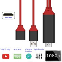 Cable 2 en 1 de 1M 2M Full HD de Teléfono a HDMI, Cable USB Hembra a HDMI Plug and Play para Teléfonos Tipo C, iPhone, iPad, TV, Xiaomi y Android