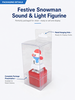 Ornement interactif de Noël Bonhomme de neige avec clochettes sonores et lumière chaude activée par le pression, décoration de table de fêtes, cadeau en gros