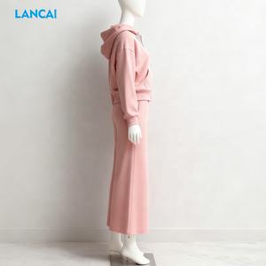 Conjunto Deportivo de Alta Calidad para Mujer, Sudadera con Capucha y Cremallera y Pantalones Deportivos a Juego, Ropa Urbana Personalizada de Fabricantes de Ropa - Product Image 4