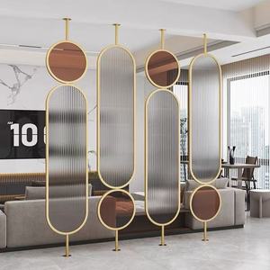 Cloison décorative autoportante en verre ondulé ovale à support fixe pour projets intérieurs commerciaux et villas - Product Image 1
