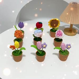 Unionen 1524, maceta de tulipán de girasol Rosa tejida a mano, decoración de mesa, regalo novedoso para cumpleaños, Día de la madre, Día del maestro - Product Image 5