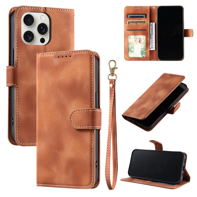 Classic Leather Wallet Phone Case for IPhone16 15 Pro Max Customize Pu Mobile Phone Bag for iPhone 14 13 12