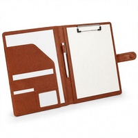 Porte-documents en cuir PU pour bureau, format A4, avec clip métallique, porte-stylo, fenêtre pour carte d'identité