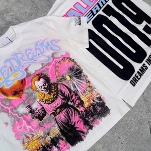 Wholesale Custom White Knitted Jersey <strong>Tee</strong>-shirts Cotton/Polyester Fabric Eco-Friendly Quick Dry Gothic Pattern Men <strong>High</strong> <strong>Quality</strong> - Product Image 2