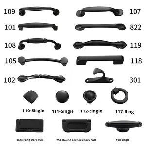 Pegangan padat paduan baja tahan karat Eropa hitam polos Modern untuk lemari sepatu permukaan pintu dudukan perabotan perangkat keras - Product Image 4