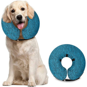 Inflatable Dog Collar Blue Soft Medium Size Anti Bite Pet Neck Protection For Dogs All Seasons Simple Style - Product Image 1