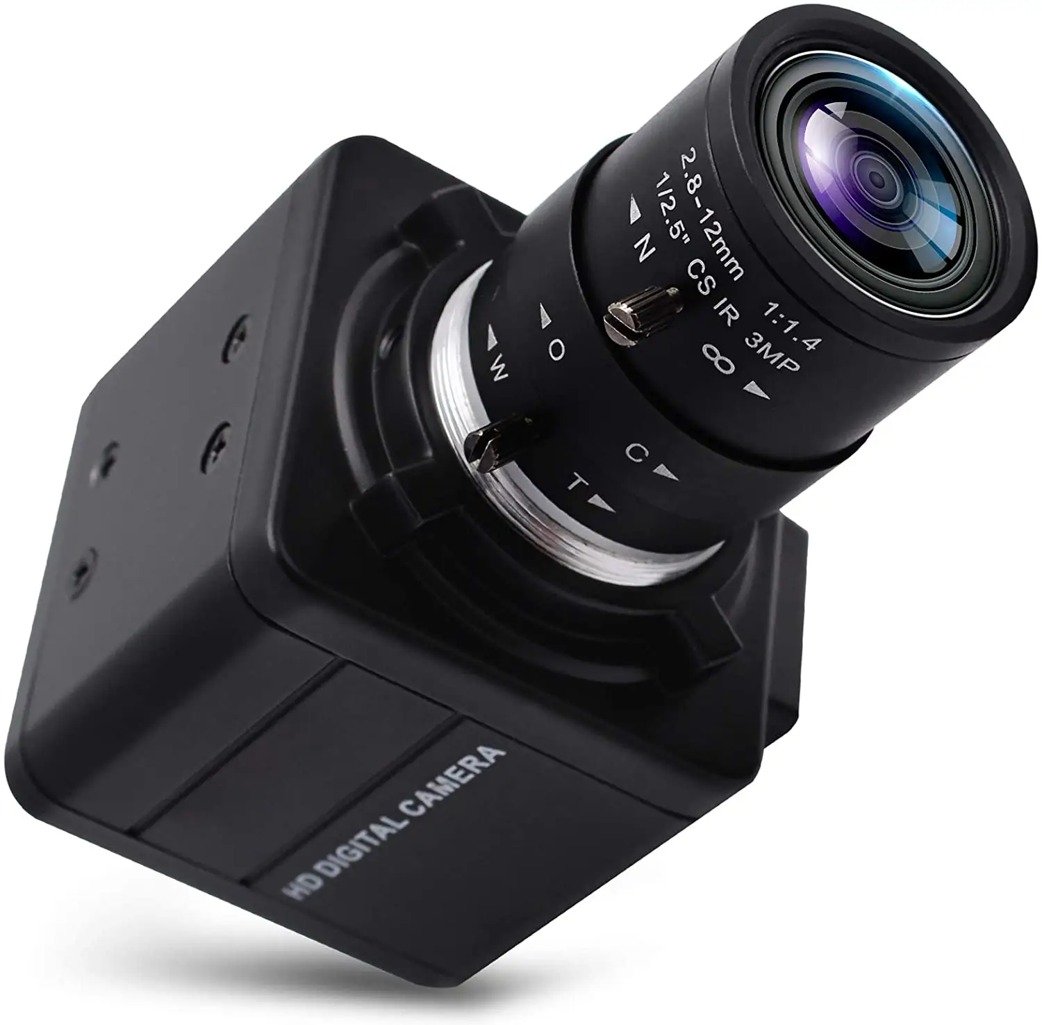 Webcam elp com visão usb de alta velocidade, minicâmera de alta velocidade de 0.3mp 60fps, com lente varifocal de 2.8-12mm para inspeção industrial