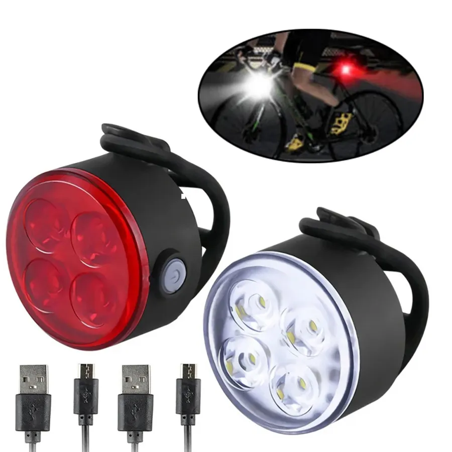 FEUX DE Bicyclette OEM/ODM 4 Modèles USB Lampe de poche avant et arrière rechargeable Lampe de vélo MTB Phare de vélo Accessoires de feux arrière