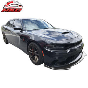 Lèvre de pare-chocs avant pour Dodge Charger SRT 2015-2023 V1 3 pièces, imprimé fibre de carbone, diffuseur ABS, protection de menton - Product Image 2
