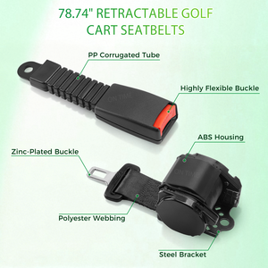 Pièces et accessoires pour voiturettes de golf, ceinture de sécurité rétractable de 78,74 pouces, ceinture de sécurité réglable pour voiturettes de golf, compatible avec EZGO Yamaha <span class=keywords><strong>Club</strong></span> Car - Product Image 5