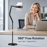 Support de sol rotatif à 360 degrés pour tablette, robuste, base en métal lestée en acier de 20 mm, pour bureau, studio, diffusion en direct, OEM personnalisé