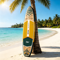 Planche de SUP gonflable 11' style Boho Tribal, 33 pouces de large, avec finition grain de bois artisanale, pompe et aileron inclus, pour le yoga et la navigation