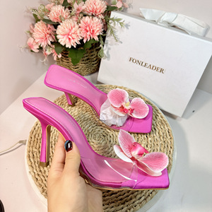 Best Seller Peep Toe Heels 2025 New Women's Shoes Pointed Satin Temperament Ladies <b>Sandals</b> - Product Image 5