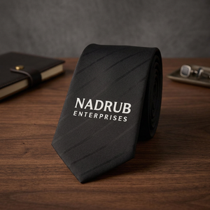 Cravate de direction à rayures diagonales noires, avec logo personnalisé, accessoire vestimentaire, cadeau d'affaires - Product Image 2