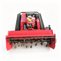 Tondeuse robot télécommandée multifonctionnelle pour vergers avec balayeuse à neige interchangeable et motoculteur rotatif