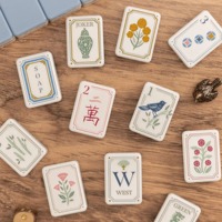 Jeu de Mahjong Américain Hampton Blue à 3 couches en acrylique, tuiles de Mahjong minimalistes bleu clair dessinées à la main, cadeau de luxe pour la maison