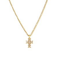 Collier pendentif croix carrée en acier inoxydable anti-ternissement avec zircone cubique, plaqué or 18 carats, bijou religieux chrétien tendance, cadeau
