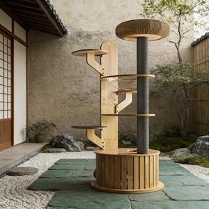 <span class=keywords><strong>Tiragraffi</strong></span> per <span class=keywords><strong>Gatti</strong></span> in Legno di Gomma Ecologico con Struttura per Arrampicata, Design Personalizzato per <span class=keywords><strong>Gatti</strong></span> da Interno - Product Image 6