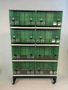 Cages à canaris empilables et pliables à 4 niveaux en fil blanc, cages à oiseaux d'amour de luxe faites à la main, emballage en carton avec boîte à abreuvoir - Product Image 2