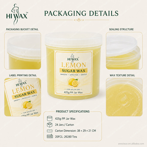 Pâte de <span class=keywords><strong>cire</strong></span> naturelle au sucre parfumée au citron en pot PP 425g OEM pour épilation et soins de beauté – Distribution - Product Image 3