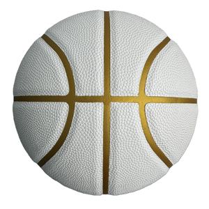Material de PU duradero con logotipo personalizado de alta calidad, entrenamiento blanco con línea dorada, baloncesto, tallas 4,5,6 y 7 - Product Image 3