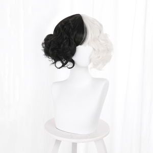 <span class=keywords><strong>Peluca</strong></span> Ainizi <span class=keywords><strong>de</strong></span> 33 cm, Cabello Corto Ondulado con Flequillo, Mitad Blanca y Mitad Negra, Estilo <span class=keywords><strong>Cruella</strong></span> <span class=keywords><strong>de</strong></span> <span class=keywords><strong>Vil</strong></span>, para Cosplay, para Mujer - Product Image 2