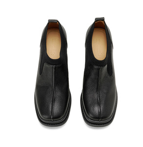 Botas Largas Retro Elegantes para Mujer, Hechas a Mano, de Cuero Genuino, Impermeables, Antideslizantes, de Color Sólido, con Punta en Pico, Casuales - Product Image 3