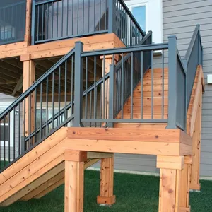 室外铝金属楼梯设计露台甲板铝阳台栏杆